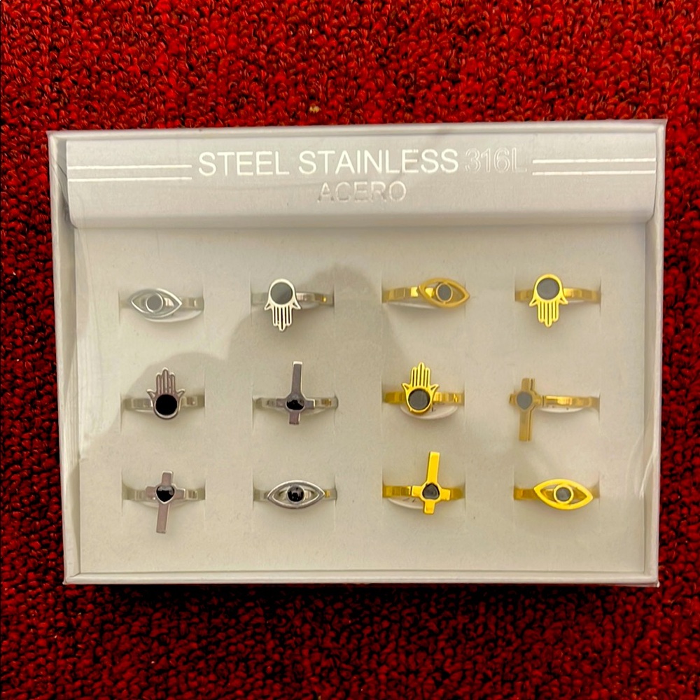 Gold and Silver Stainless Steel Rings Set